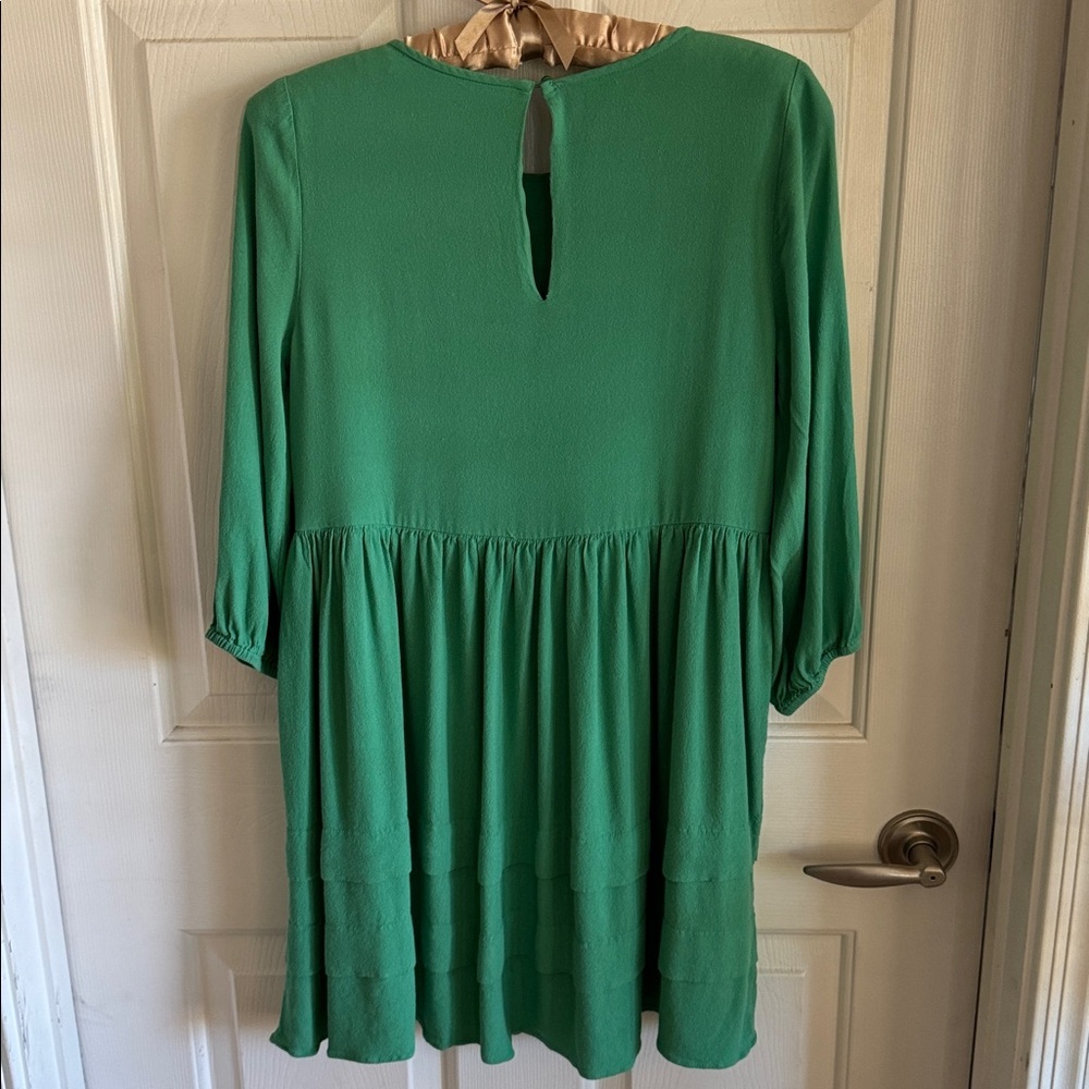 Ann Taylor Emerald Green Textured BOHO lined Shift Dress SZ 4 P‎ - Picture 5 of 8